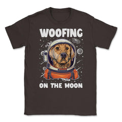 Labrador Astronaut Woofing on the Moon Lab Puppy print Unisex T-Shirt - Brown