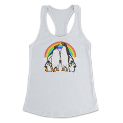 Rainbow Gay Penguin Family Cute Pride Gift graphic Women's Racerback - White