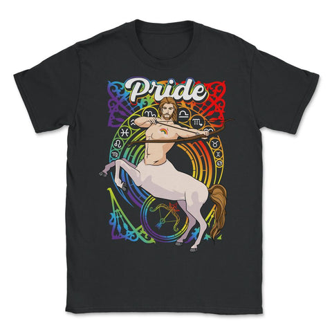 Gay Zodiac LGBTQ Zodiac Sign Sagittarius Rainbow Pride design - Unisex T-Shirt - Black