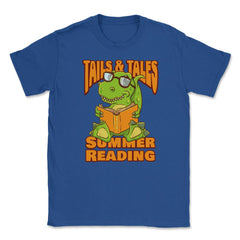Summer Reading 2021 Tails & Tales Funny Kawaii Dinosaur print Unisex - Royal Blue