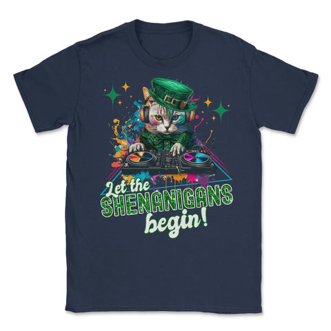 Let the Shenanigans Begin! DJ Cat Music St Patrick’s Humor product - Navy