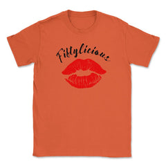 Fiftylicious 50th Birthday Kissing Lips 50 Years Old design Unisex - Orange