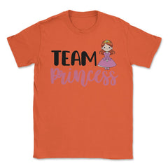Funny Gender Reveal Announcement Team Princess Baby Girl graphic - Orange