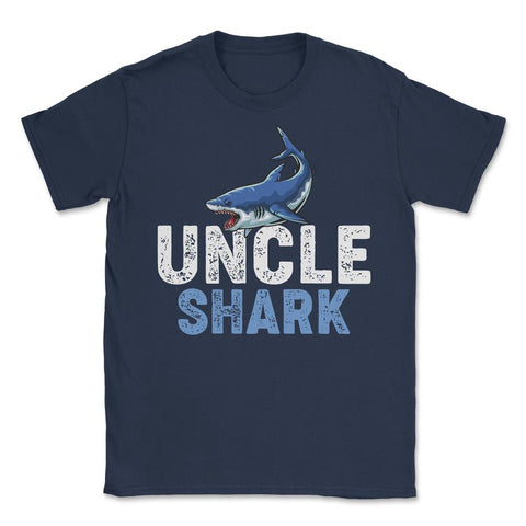 Funny Uncle Shark Cute Matching Birthday Shark Lover print Unisex - Navy