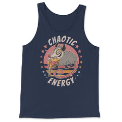 Chaotic Energy Opossum Funny Possum Eating Pizza design - Tank Top - Navy