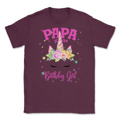Papa of the Birthday Girl! Unicorn Face Theme Gift design Unisex - Maroon