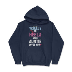 Funny Wheels Or Heels Your Auntie Loves You Gender Reveal product - Navy