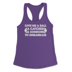 Funny Baseball Pitcher Humor Ball Catcher Embarrass Gag design - Purple