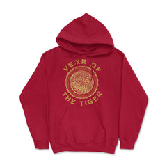 Year of the Tiger 2022 Chinese Golden Color Tiger Circle design Hoodie - Red