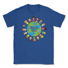Happy Earth Day Children Around the World Gift for Earth Day print - Royal Blue