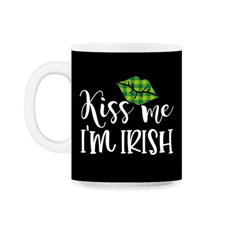 Kiss Me I’m Irish Green Lips Saint Patrick’s Day Women graphic 11oz - Black on White
