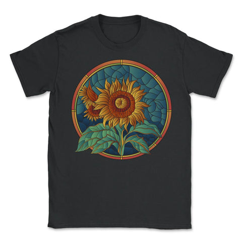 Stained Glass Art Sunflower Colorful Glasswork Design design - Unisex T-Shirt - Black