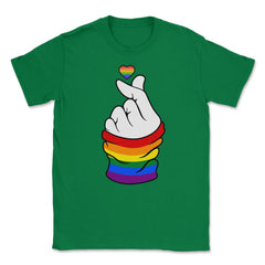 Gay Pride Flag K-Pop Love Hand Gift design Unisex T-Shirt - Green