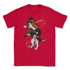 Funny Beagle Playing Violin Hilarious Violinist Beagle Dog graphic - Red