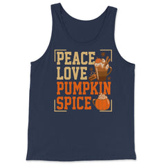 Peace Love Pumpkin Spice Funny Autumn Fall Season Grunge design - Tank Top - Navy