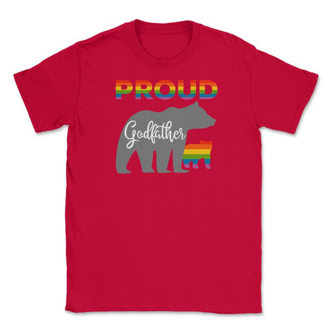 Rainbow Pride Flag Bear Proud Godfather and Gay Cub print Unisex - Red