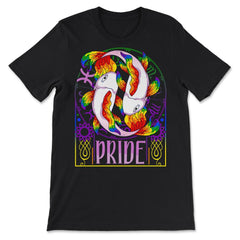 Gay Zodiac LGBTQ Zodiac Sign Pisces Rainbow Pride graphic - Premium Unisex T-Shirt - Black