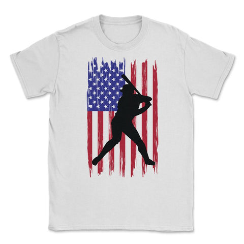 Baseball Pitcher Player American Flag USA Distressed Vintage design - White