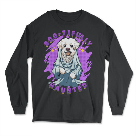 Boo-tifully Haunted Havanese Ghost Design Halloween Graphic product - Long Sleeve T-Shirt - Black