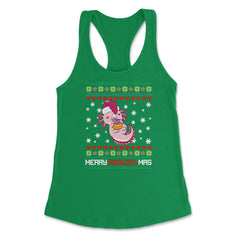 Christmas Kawaii Axolotl Merry Axolotlmas Funny Ugly Xmas print - Kelly Green