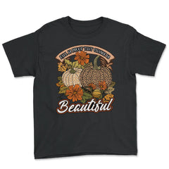 Fall Is Proof That Change Is Beautiful Leopard Pumpkin graphic - Youth Tee - Black