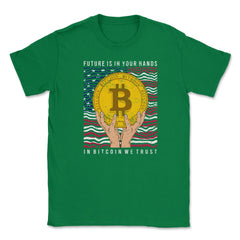 Patriotic Bitcoin USA Flag Grunge Retro In Bitcoin We Trust graphic - Green