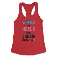 Funny Wheels Or Heels Your Auntie Loves You Gender Reveal print - Red