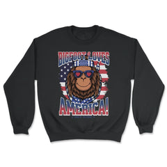 Patriotic Bigfoot Loves America! 4th of July graphic - Unisex Sweatshirt - Black