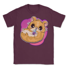 Boba Tea Bubble Tea Cute Kawaii Hamster Gift product Unisex T-Shirt - Maroon