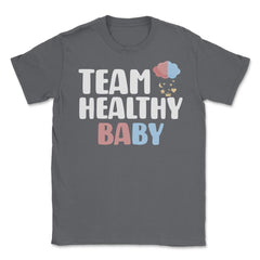 Funny Team Healthy Baby Boy Girl Gender Reveal Announcement design - Smoke Grey