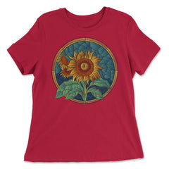 Stained Glass Art Sunflower Colorful Glasswork Design design - Women's Relaxed Tee - Red