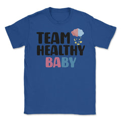 Funny Team Healthy Baby Boy Girl Gender Reveal Announcement graphic - Royal Blue