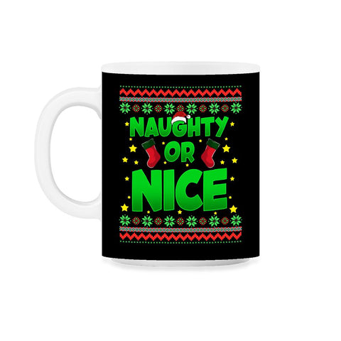 Naughty or Nice Christmas Sweater Style Funny 11oz Mug