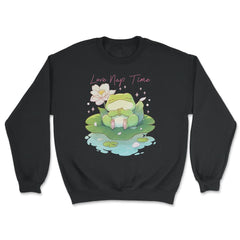 Cute Kawaii Baby Frog Napping in a Waterlily Pad graphic - Unisex Sweatshirt - Black