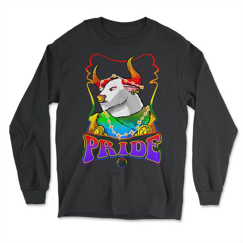 Gay Zodiac LGBTQ Zodiac Sign Taurus Rainbow Pride graphic - Long Sleeve T-Shirt - Black