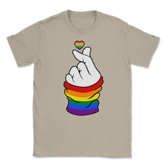 Gay Pride Flag K-Pop Love Hand Gift design Unisex T-Shirt - Cream