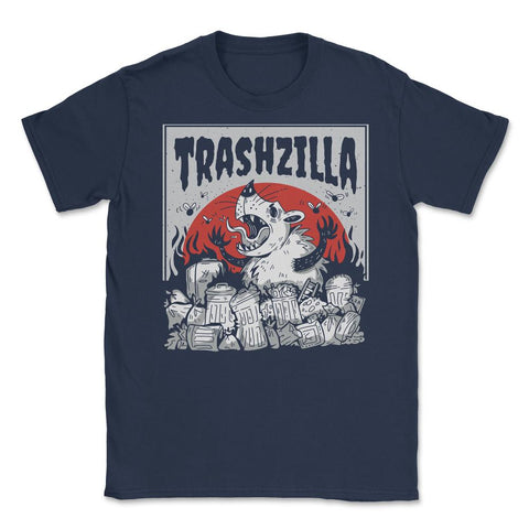 Trashzilla Funny Possum Lover Trash Animal Possum Pun graphic Unisex - Navy