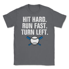 Funny Baseball Player Athlete Hit Hard Run Fast Turn Left design - Smoke Grey