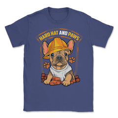 French Bulldog Construction Worker Hard Hat & Paws Frenchie graphic - Purple