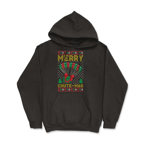 Ugly Christmas design Style Merry Chute-Mas Funny Pun product Hoodie - Black