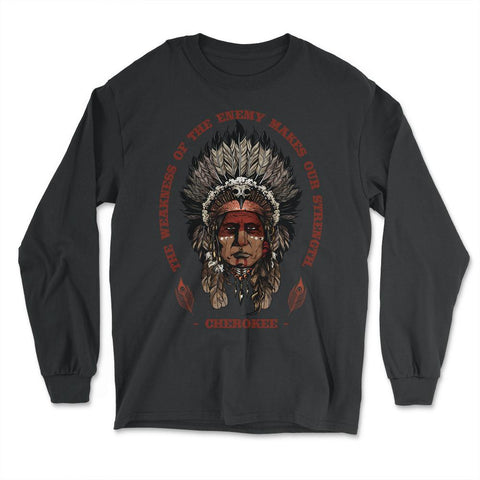Chieftain Peacock Feathers Motivational Native Americans print - Long Sleeve T-Shirt - Black