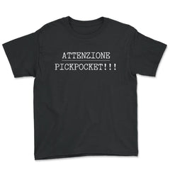 ATTENZIONE PICKPOCKET!!! Trendy Old Typewriter Text Grunge product - Youth Tee - Black