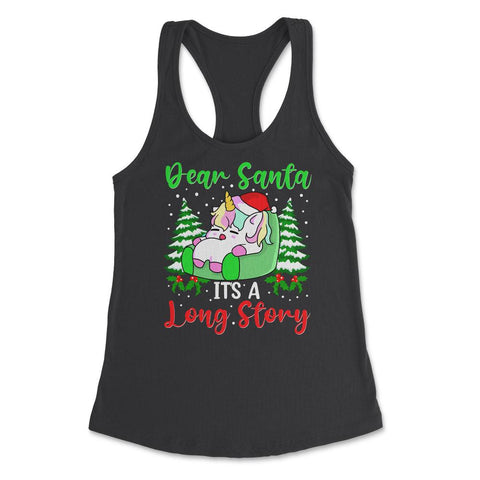 Dear Santa, It's a Long Story Hilarious Tired Kawaii Unicorn print - Black