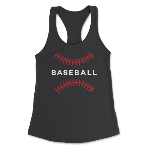 Baseball Lover Sporty Baseball Red Stitches Players Coach design - Black
