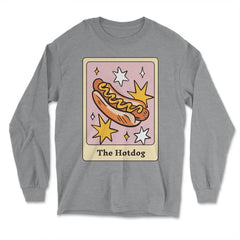The Hot Dog Foodie Tarot Card Hot Dogs Lover Fortune Teller graphic - Long Sleeve T-Shirt - Grey Heather