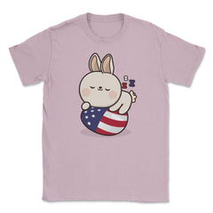 Bunny Napping on an American Flag Egg Gift design Unisex T-Shirt - Light Pink