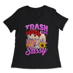 Trash & Sassy Funny Possum Lover Trash Animal Possum Pun product - Women's V-Neck Tee - Black