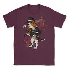 Funny Beagle Playing Violin Hilarious Violinist Beagle Dog graphic - Maroon