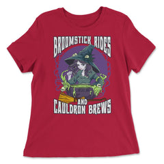 Anime Witch Cauldron Broomstick Rides And Cauldron Brews print - Women's Relaxed Tee - Red