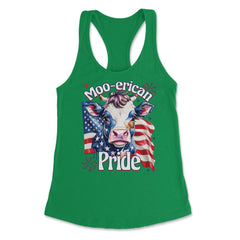 4th of July Moo-erican Pride Funny Patriotic Cow USA product Women's - Kelly Green